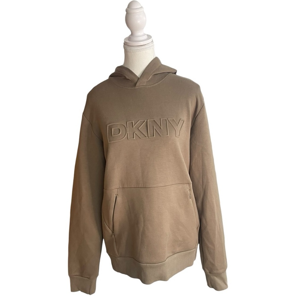 DKNY Logo Hoodie Sweatshirt Taupe